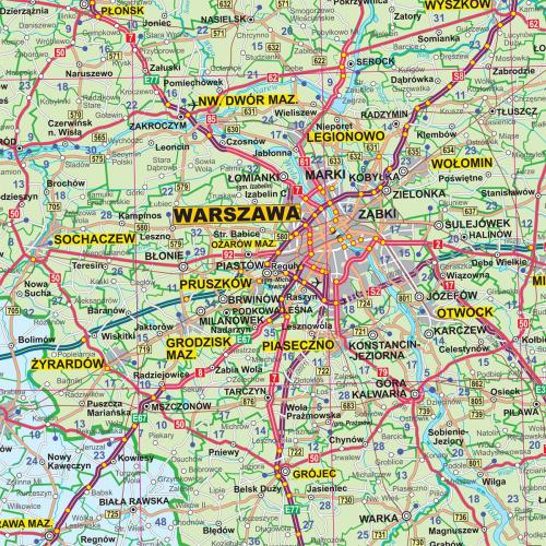 Polska mapa na ścianę adminstracyjno- drogowa 120x100 cm, 1:700 000